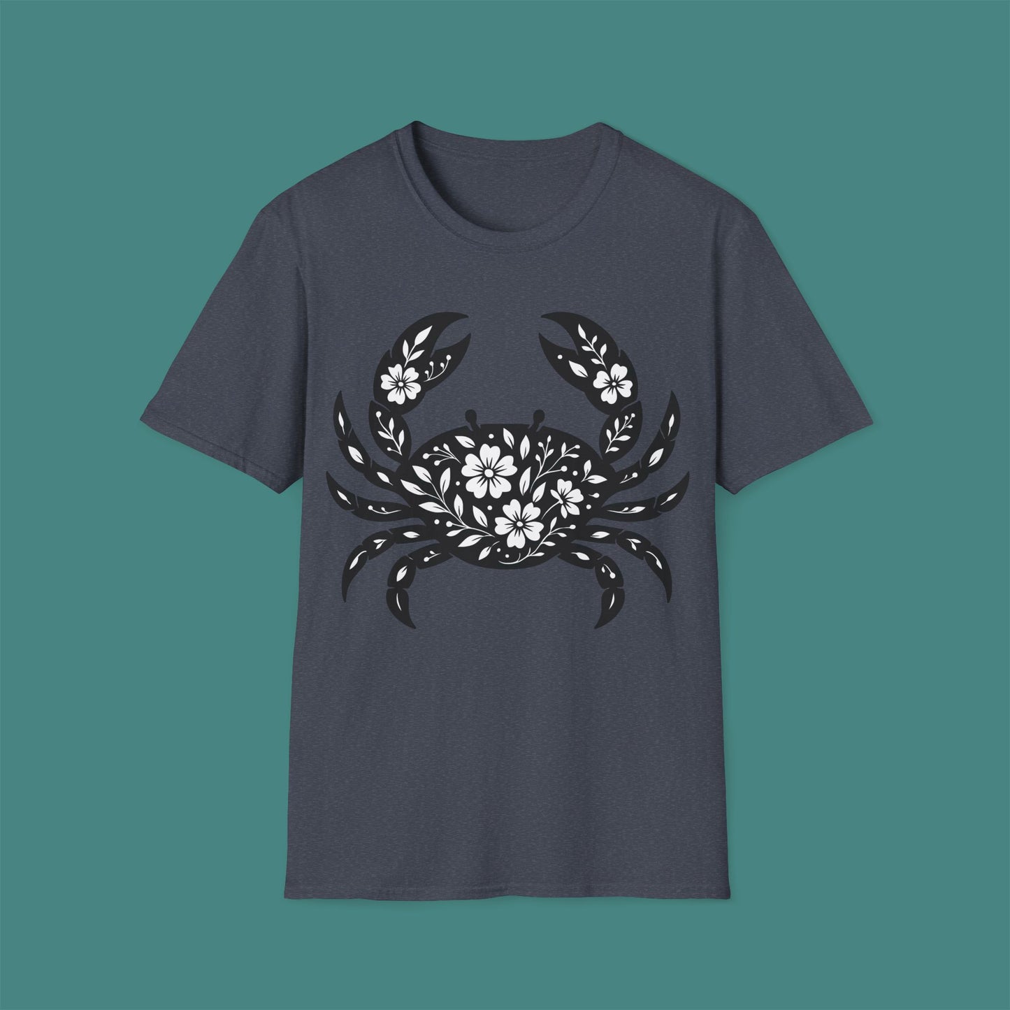 Floral Crab Silhouette Unisex T-Shirt