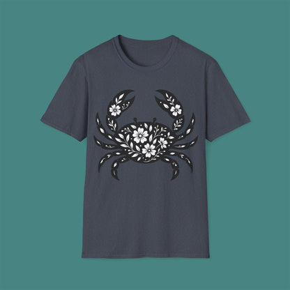 Floral Crab Silhouette Unisex T-Shirt