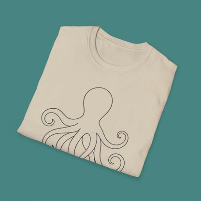 Minimalist Line Art Octopus Unisex T-Shirt