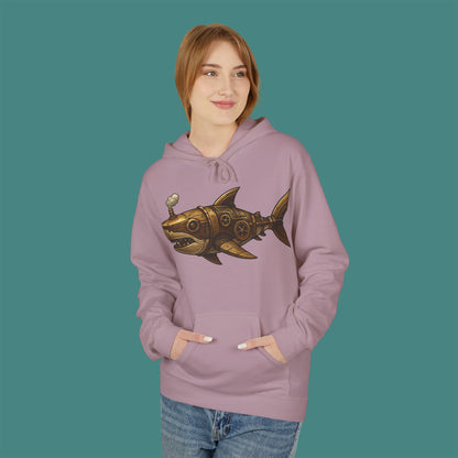 Steampunk Mechanical Shark Fleece Unisex Hoodie