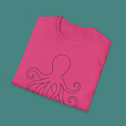 Minimalist Line Art Octopus Unisex T-Shirt