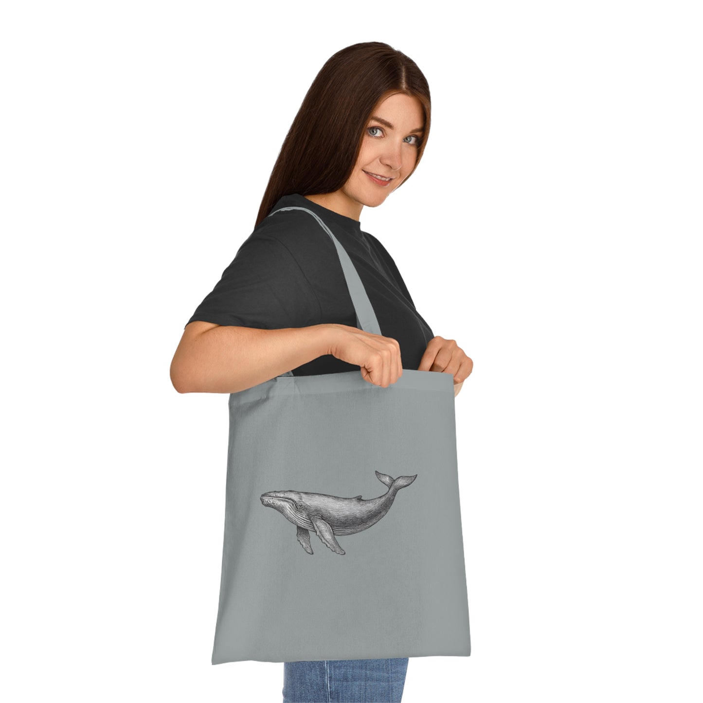 Vintage Etching Whale Tote Bag