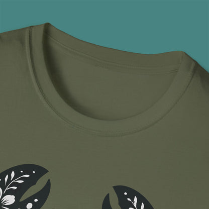 Floral Lobster Silhouette Unisex T-Shirt