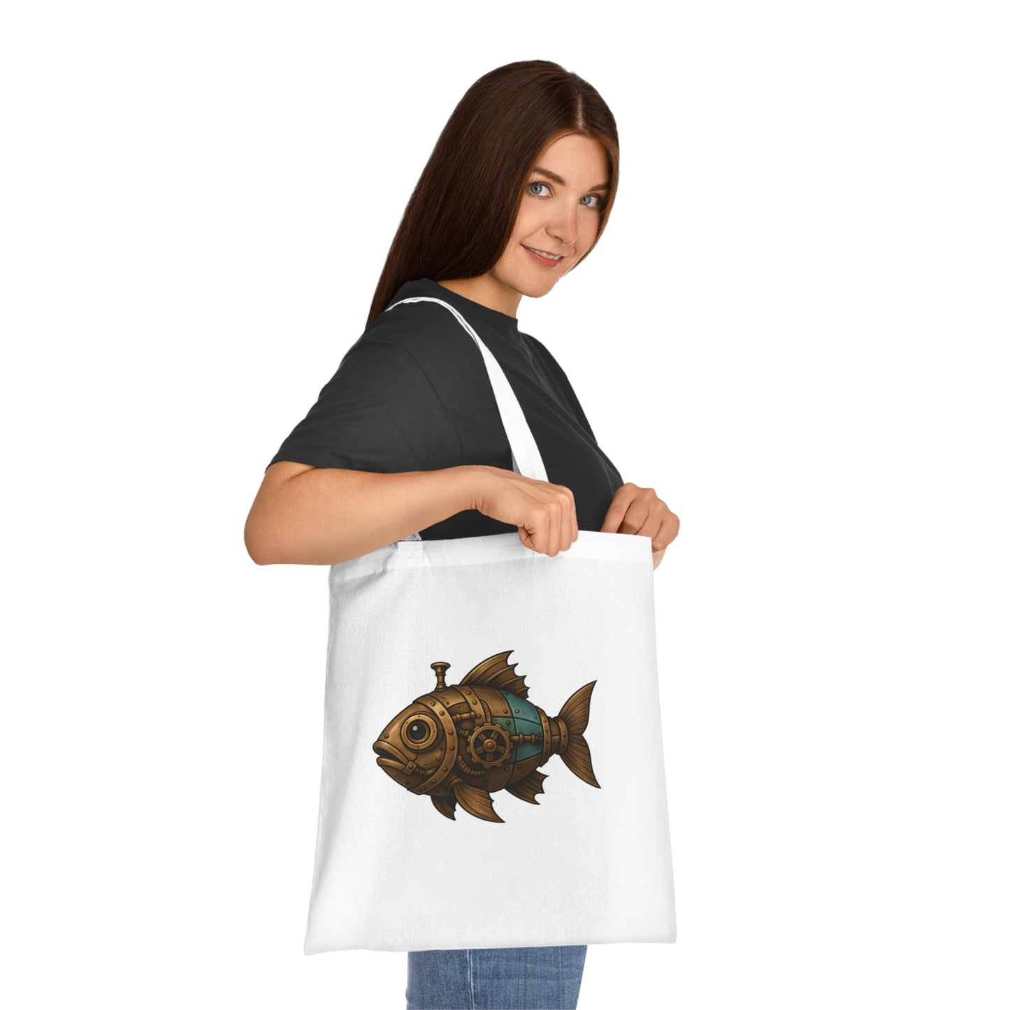 Steampunk Mechanical Fish Tote Bag