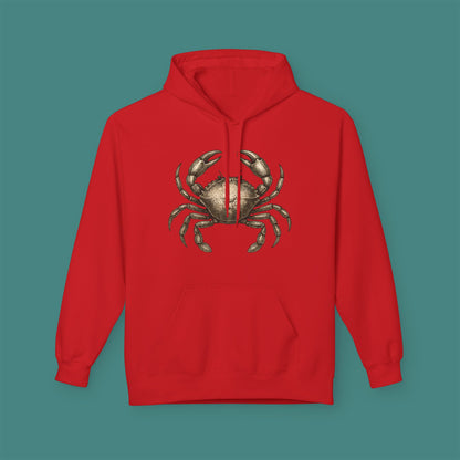 Vintage Etching Crab Fleece Unisex Hoodie