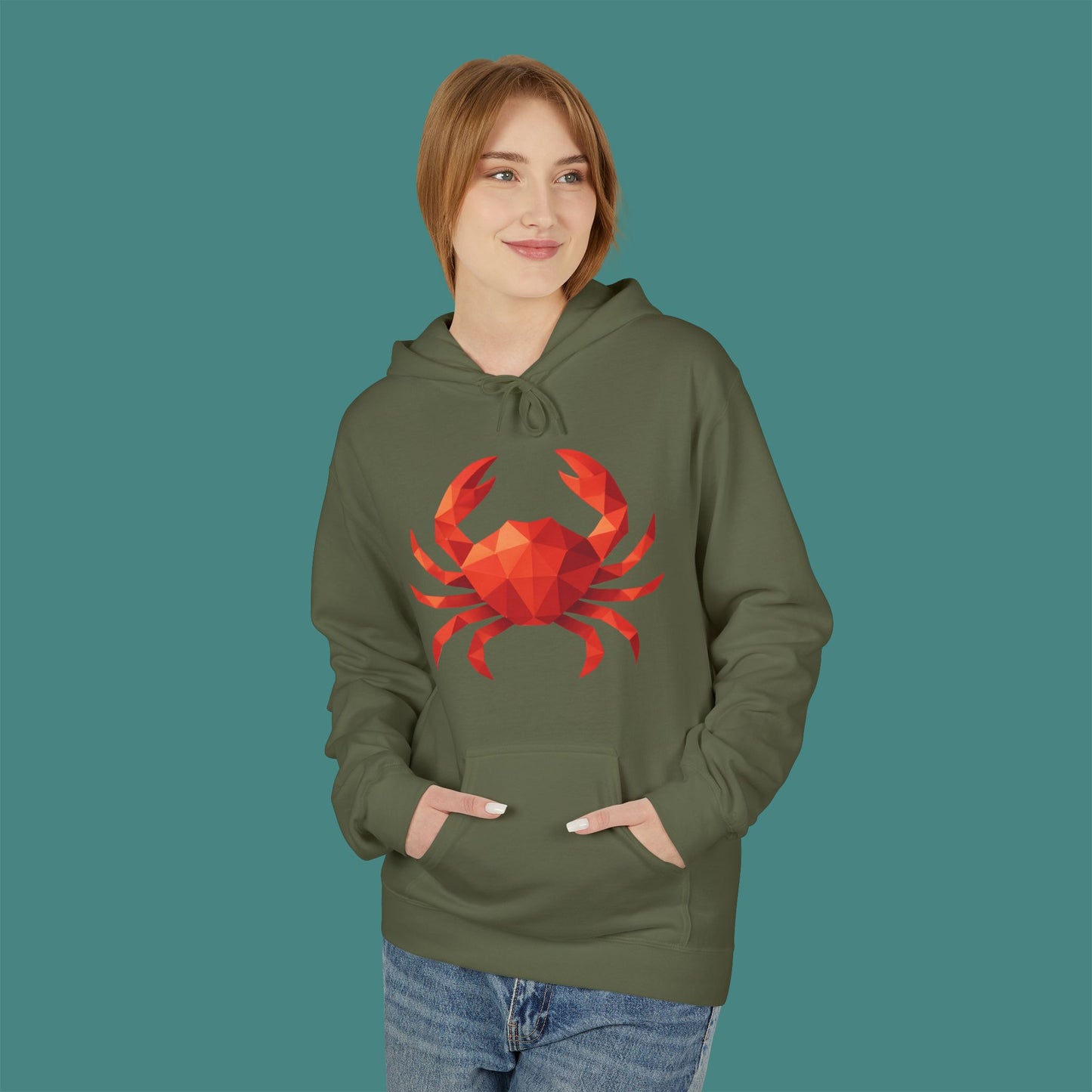 Geometric Polygon Crab Fleece Unisex Hoodie