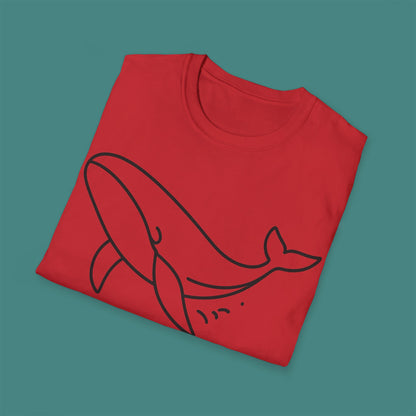 Minimalist Line Art Whale Unisex T-Shirt
