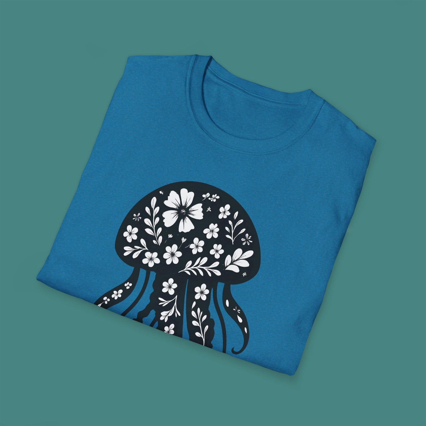 Floral Jellyfish Silhouette Unisex T-Shirt