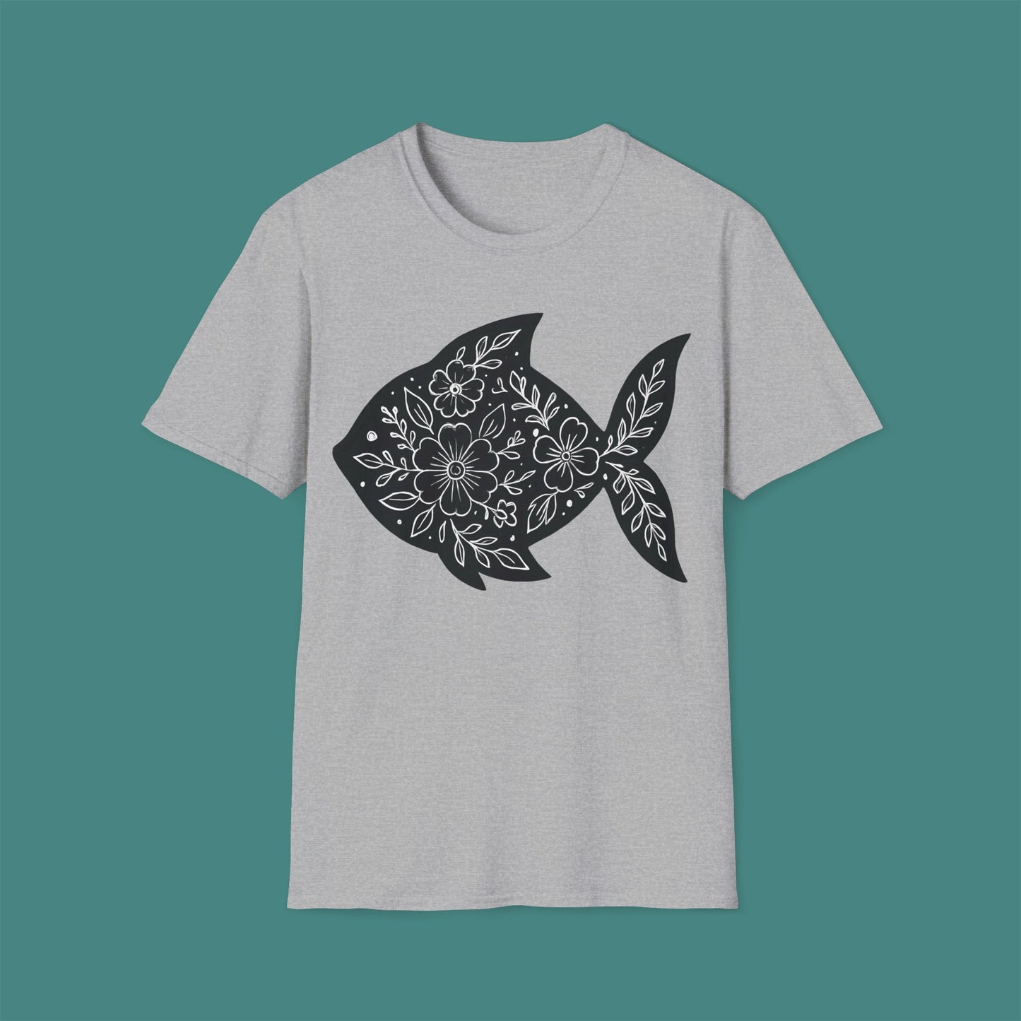 Floral Fish Silhouette Unisex T-Shirt