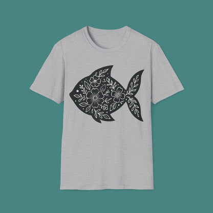 Floral Fish Silhouette Unisex T-Shirt