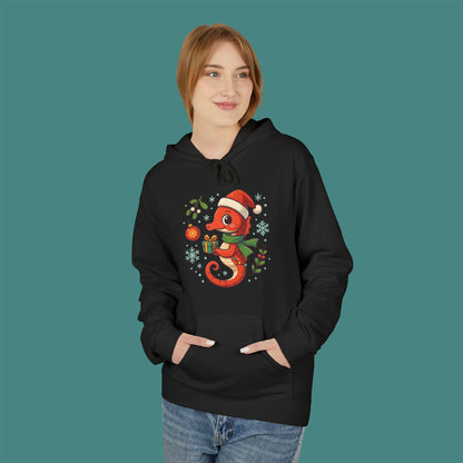 Christmas Seahorse Fleece Unisex Hoodie