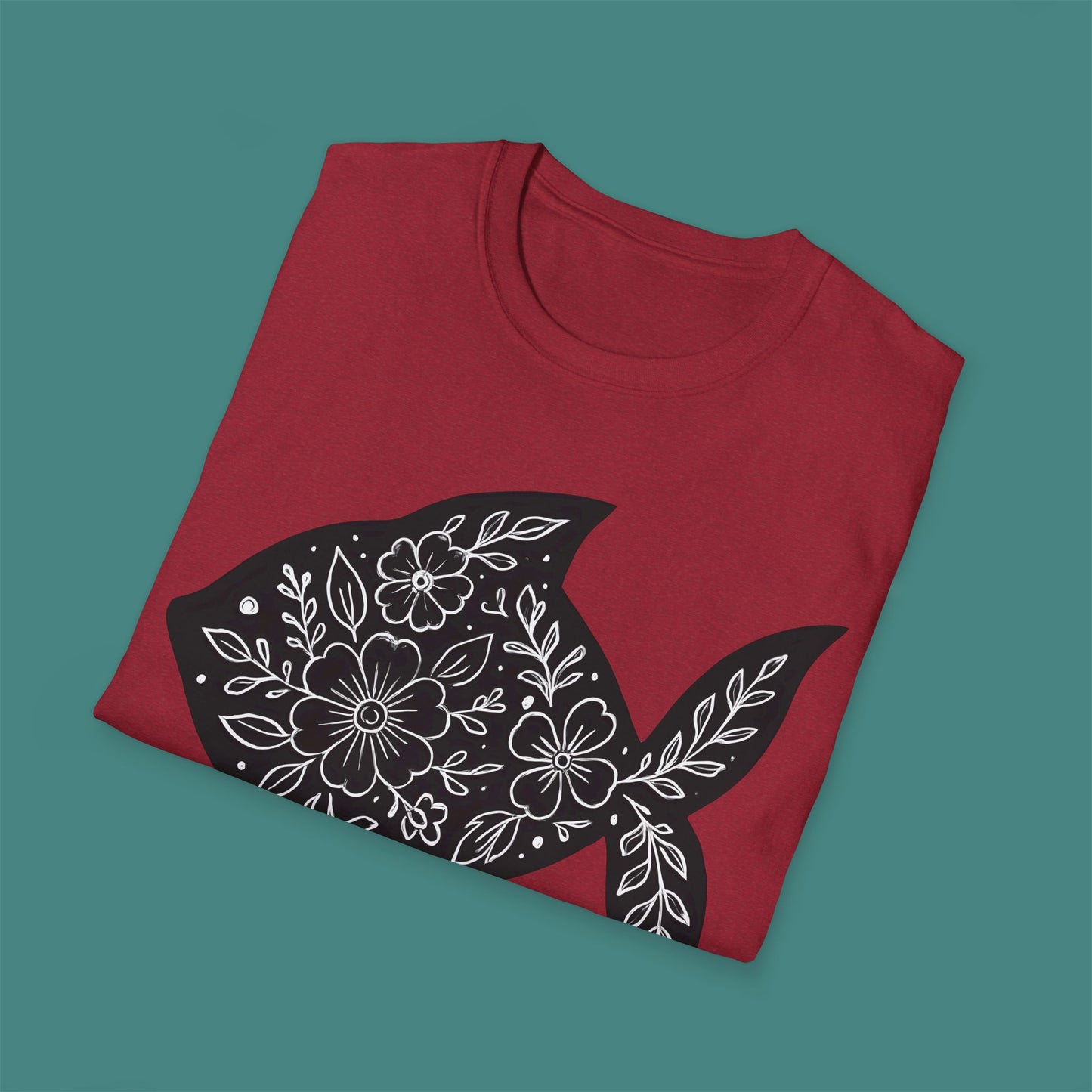 Floral Fish Silhouette Unisex T-Shirt