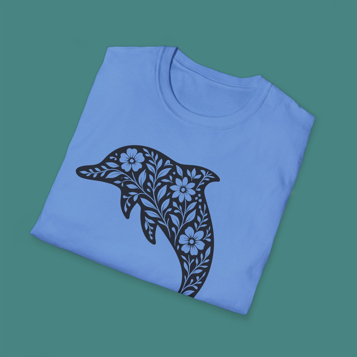 Floral Dolphin Silhouette Unisex T-Shirt