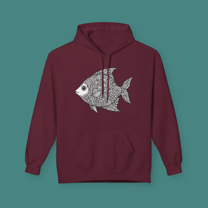 Intricate Mandala Fish Fleece Unisex Hoodie