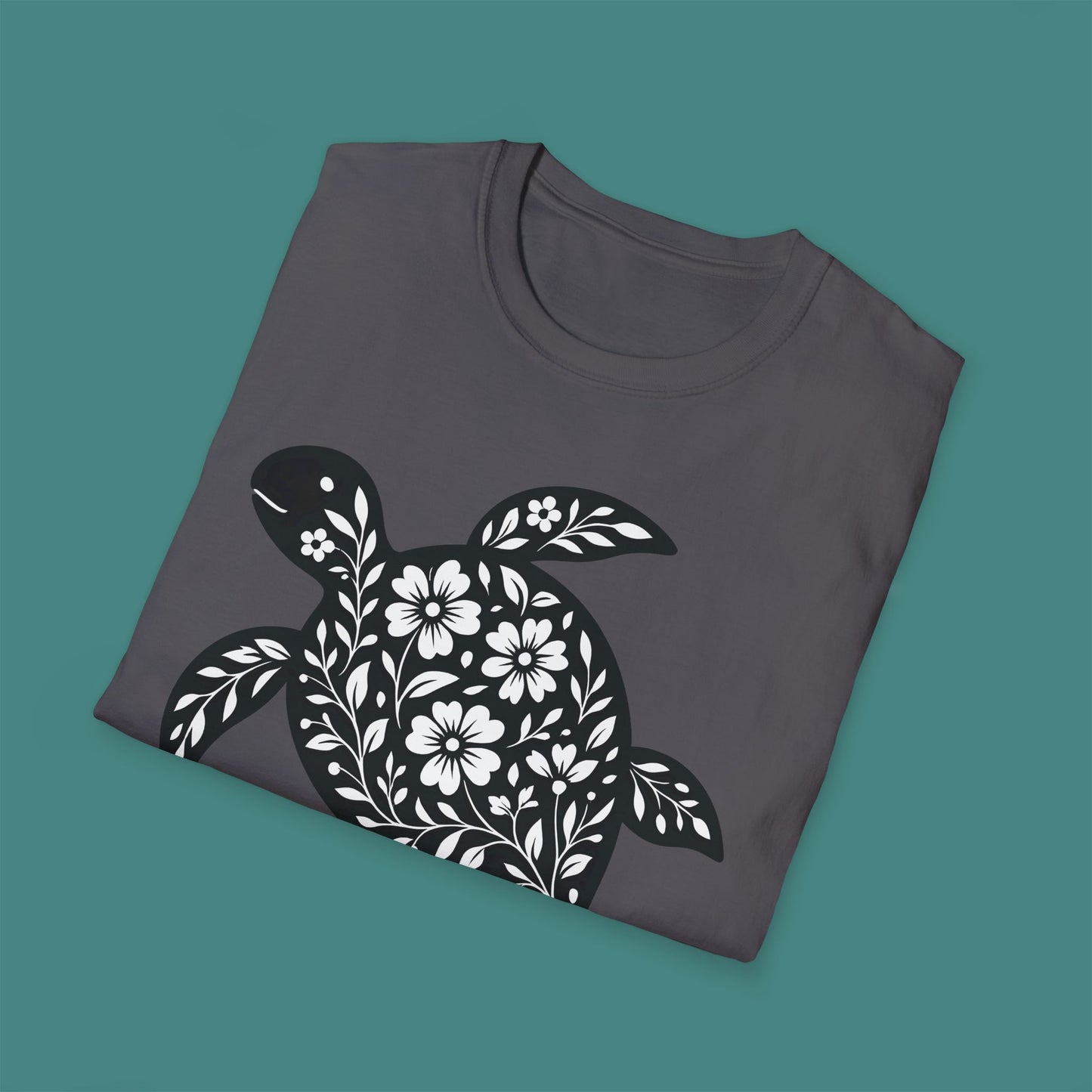 Floral Turtle Silhouette Unisex T-Shirt