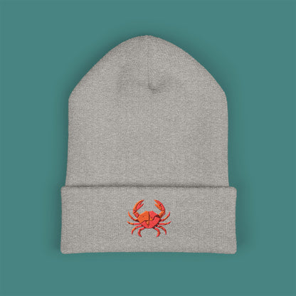 Geometric Polygon Crab Embroidered Beanie