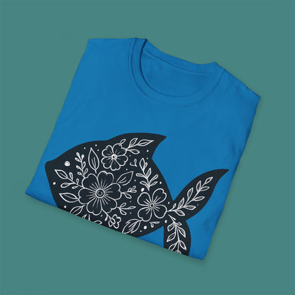 Floral Fish Silhouette Unisex T-Shirt