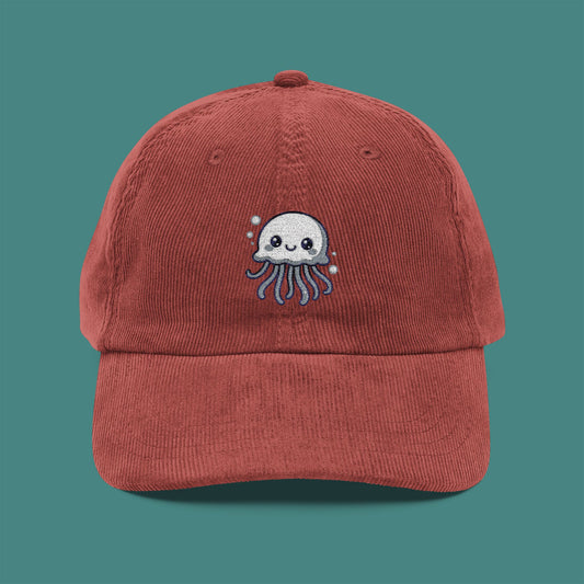 Cartoon Cute Jellyfish Corduroy Embroidered Cap
