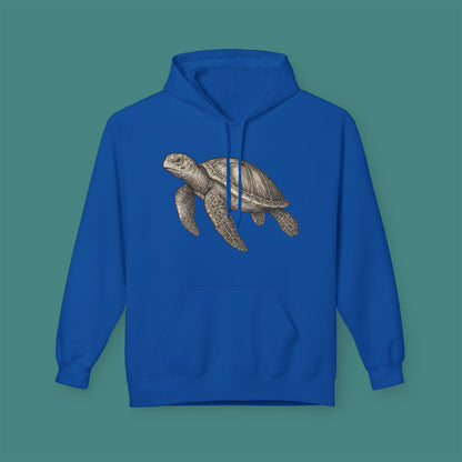Vintage Etching Turtle Fleece Unisex Hoodie