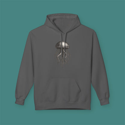 Vintage Etching Jellyfish Fleece Unisex Hoodie