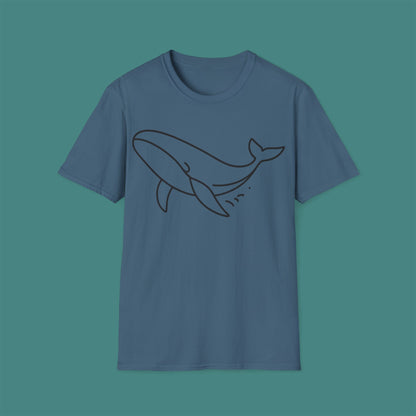 Minimalist Line Art Whale Unisex T-Shirt