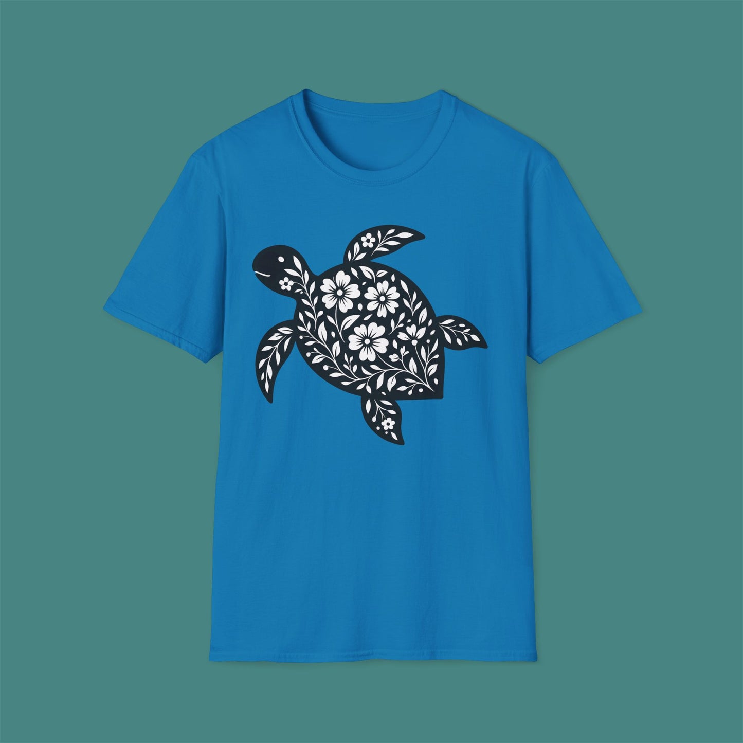 Floral Turtle Silhouette Unisex T-Shirt