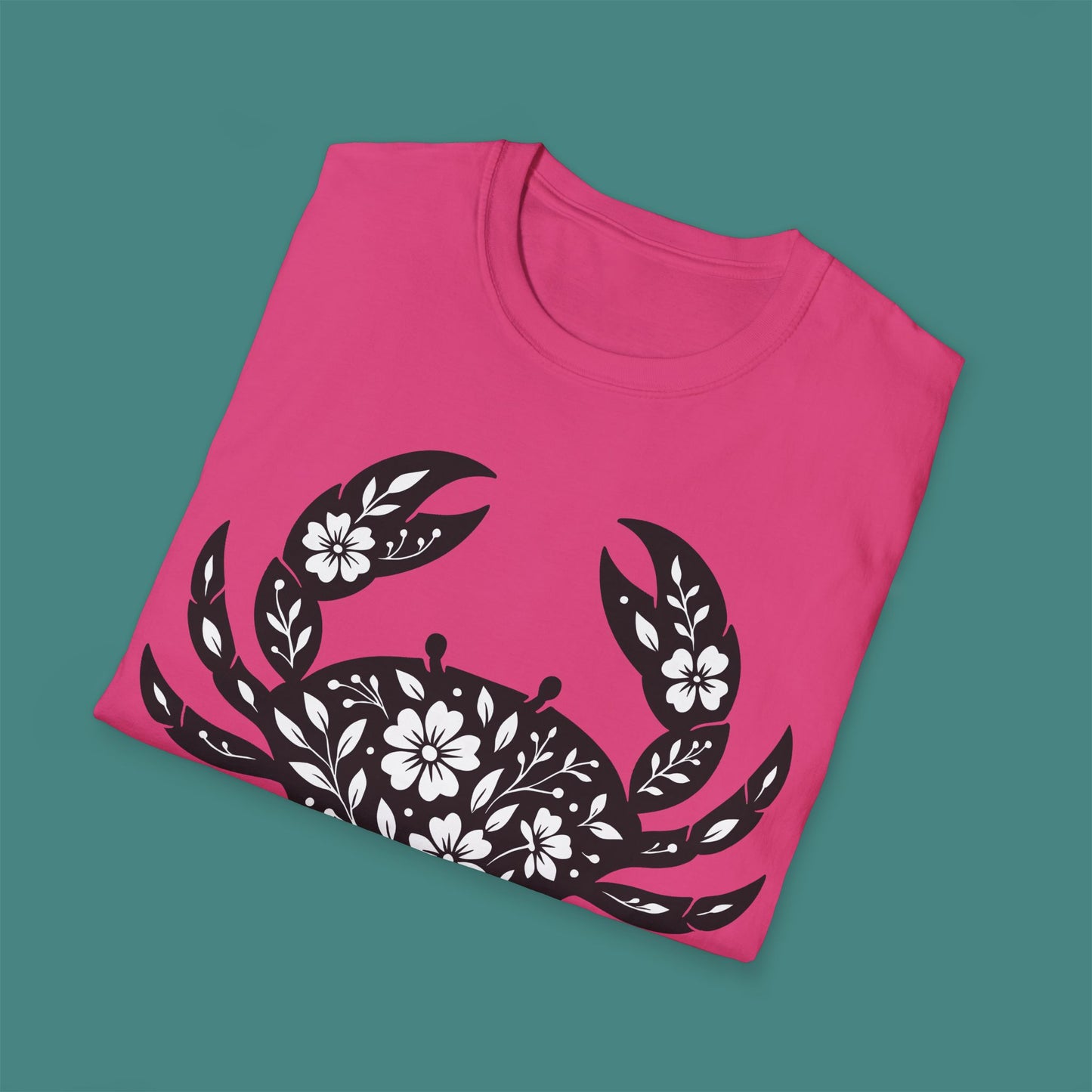 Floral Crab Silhouette Unisex T-Shirt