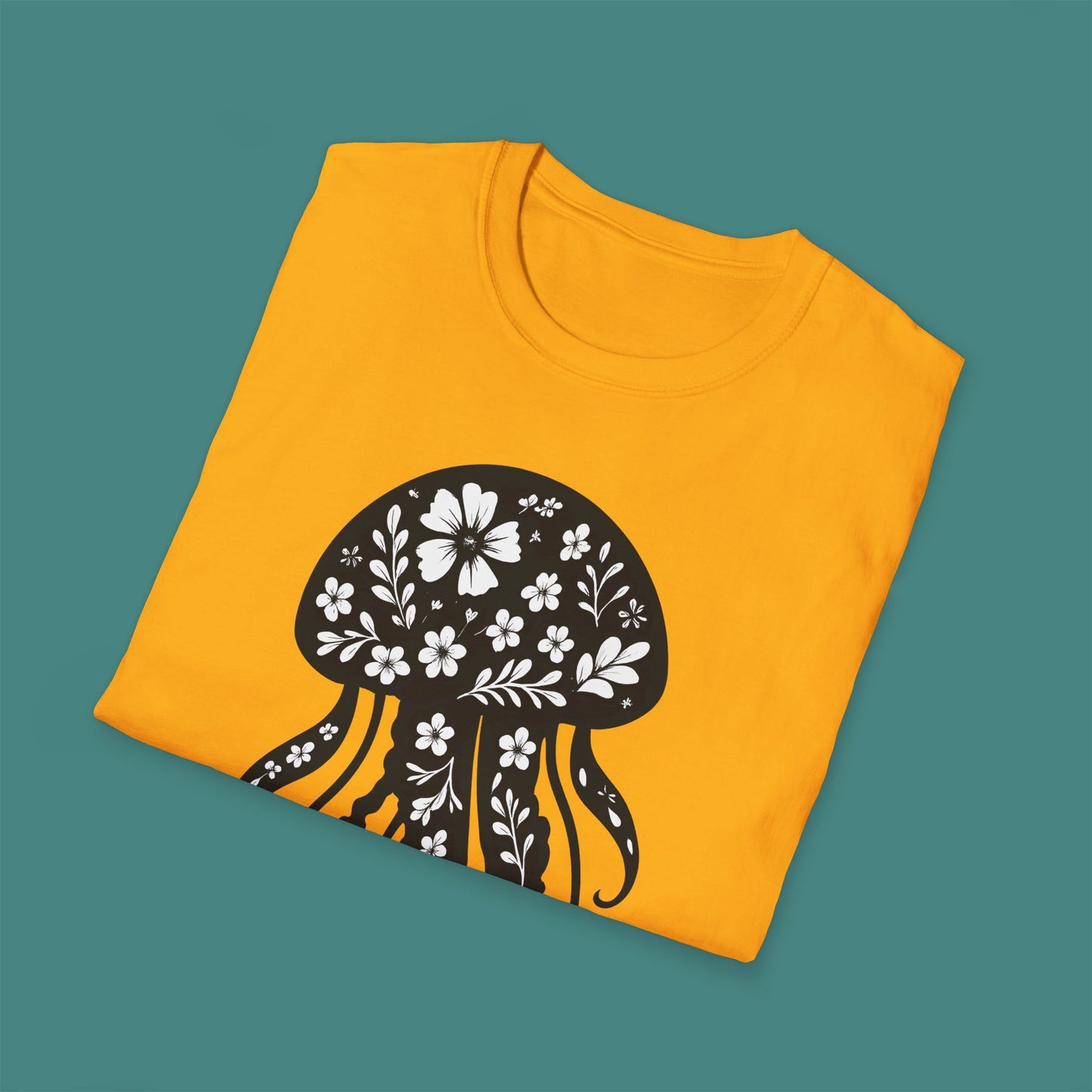 Floral Jellyfish Silhouette Unisex T-Shirt