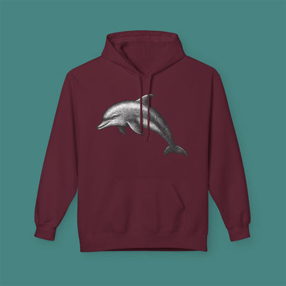 Vintage Etching Dolphin Fleece Unisex Hoodie