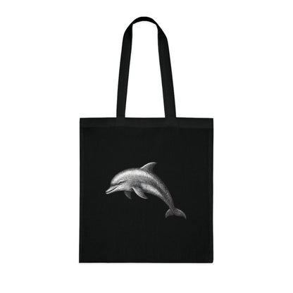 Vintage Etching Dolphin Tote Bag