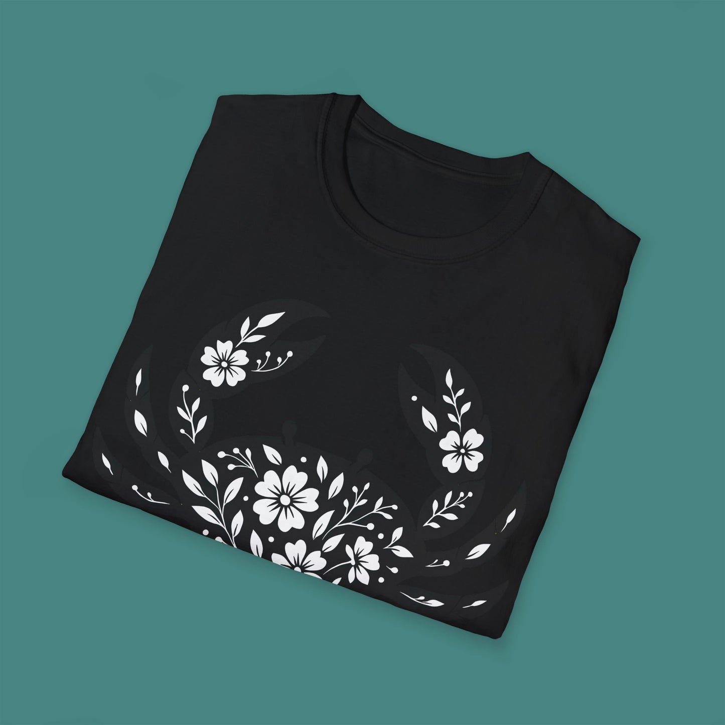 Floral Crab Silhouette Unisex T-Shirt