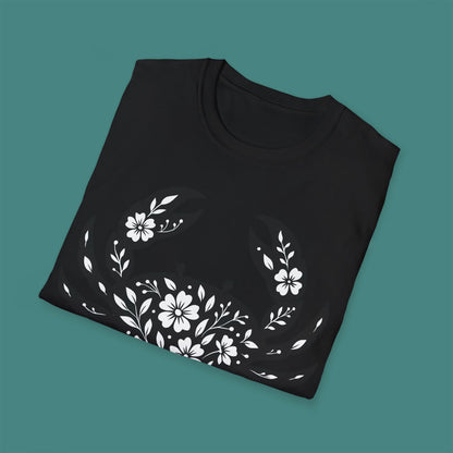 Floral Crab Silhouette Unisex T-Shirt