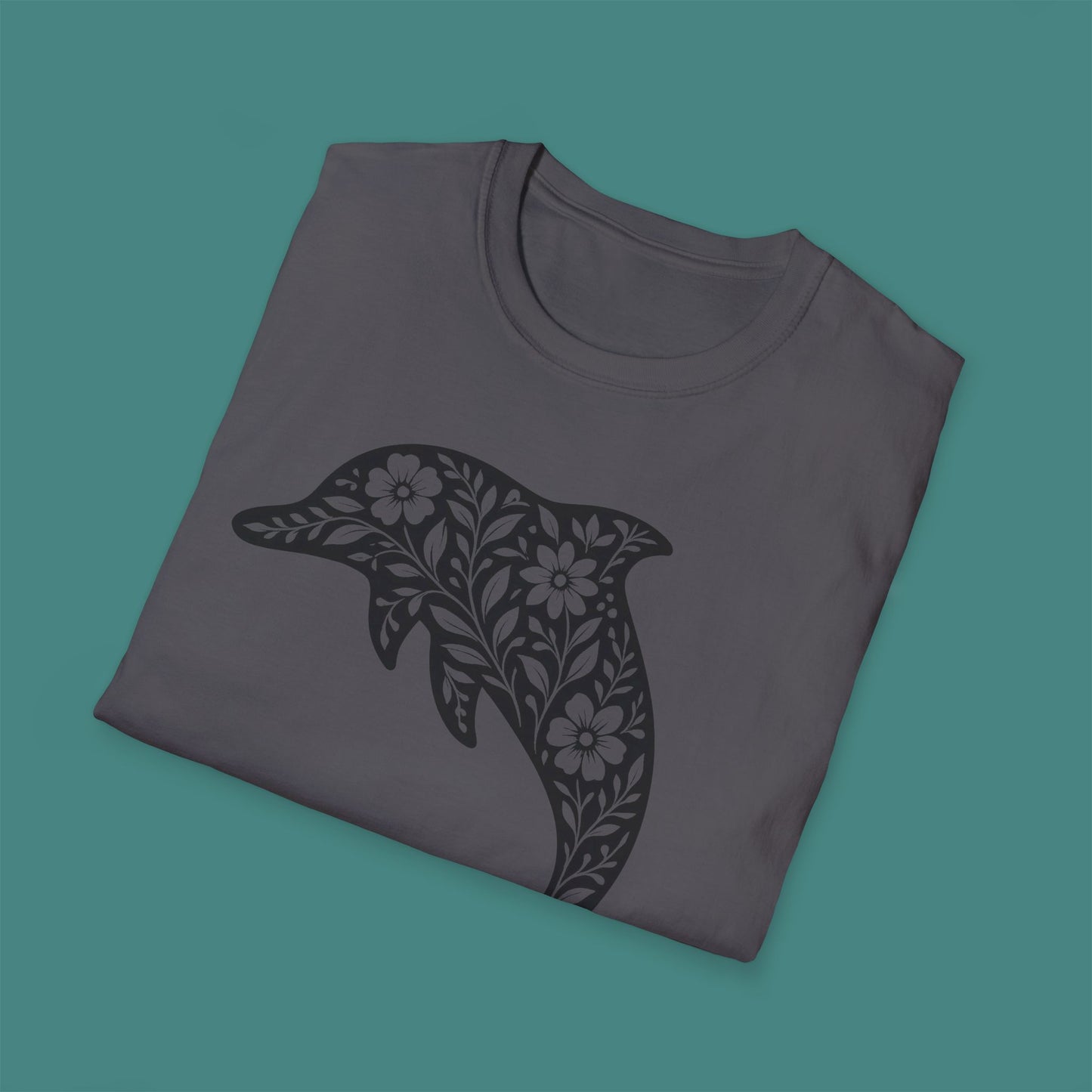 Floral Dolphin Silhouette Unisex T-Shirt