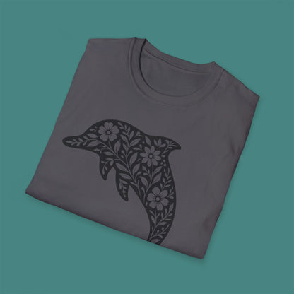 Floral Dolphin Silhouette Unisex T-Shirt