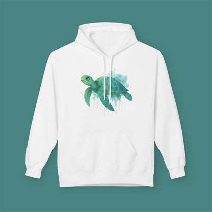 Watercolor Splash Turtle Fleece Unisex Hoodie