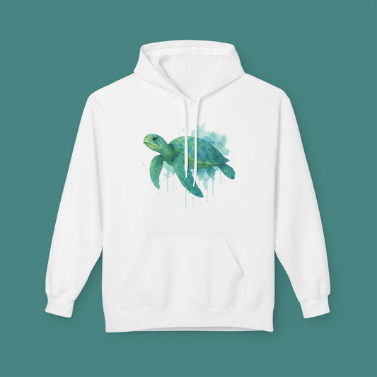 Watercolor Splash Turtle Fleece Unisex Hoodie