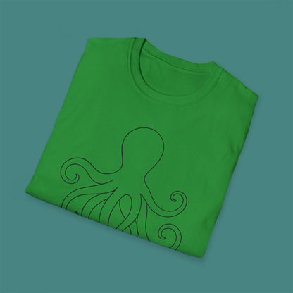 Minimalist Line Art Octopus Unisex T-Shirt
