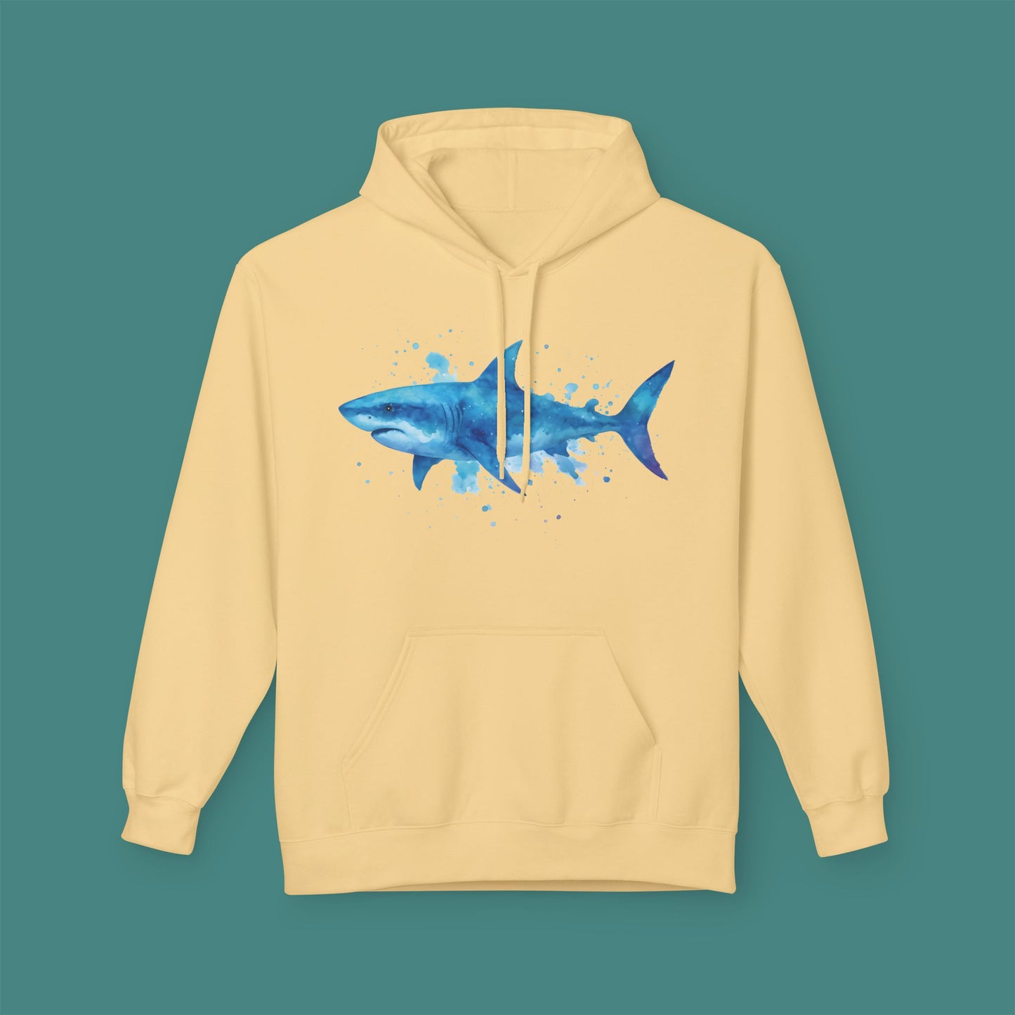 Watercolor Splash Shark Fleece Unisex Hoodie