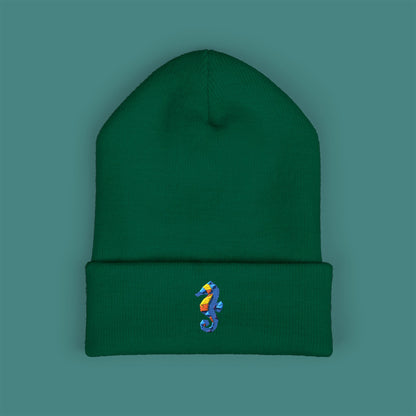 Geometric Polygon Seahorse Embroidered Beanie