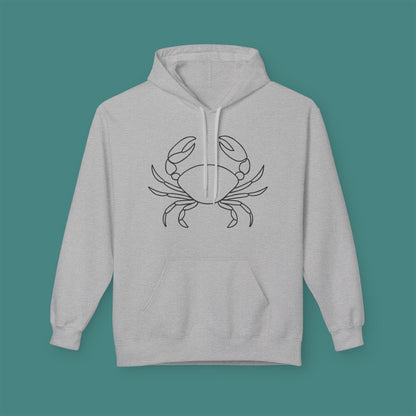 Minimalist Line Art Crab Fleece Unisex Hoodie