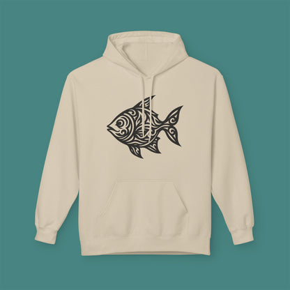 Tribal Tattoo Fish Fleece Unisex Hoodie