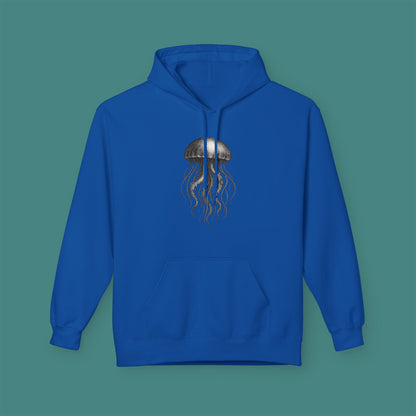 Vintage Etching Jellyfish Fleece Unisex Hoodie