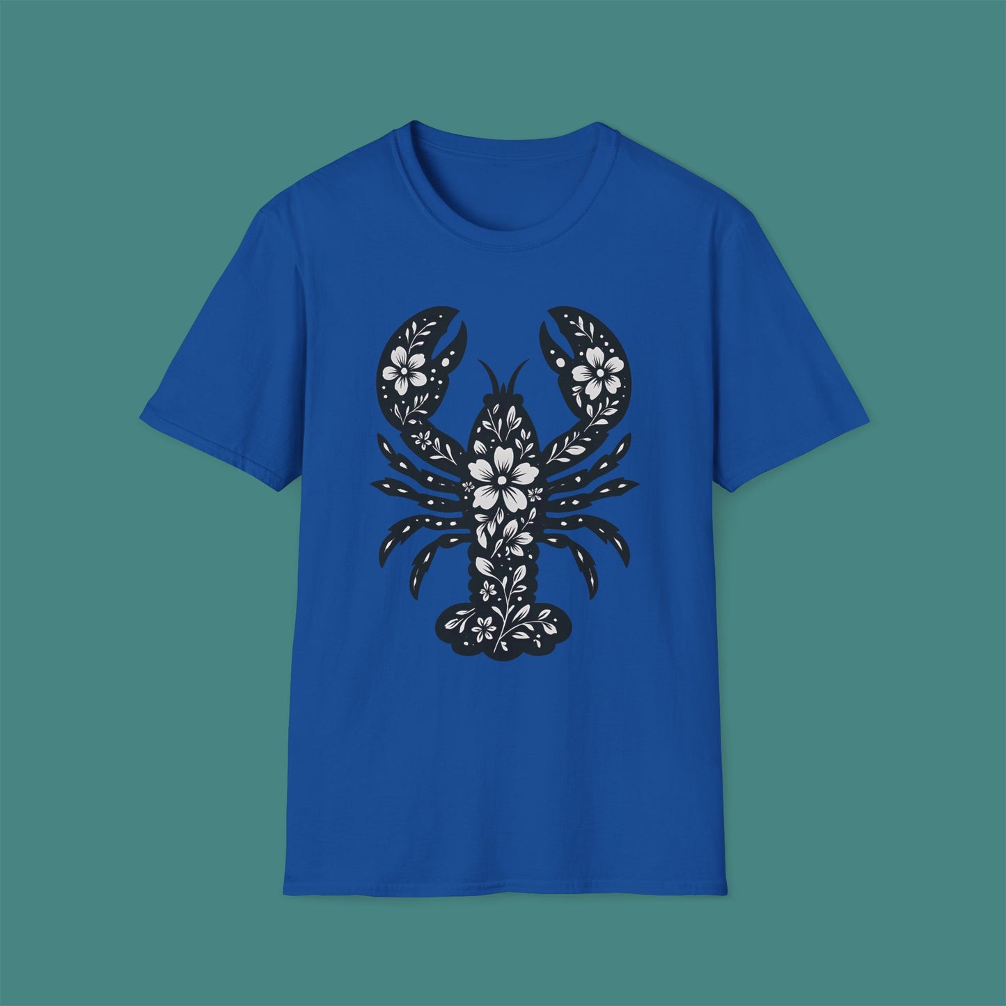 Floral Lobster Silhouette Unisex T-Shirt