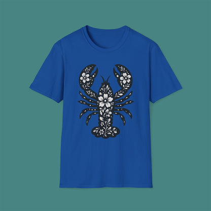 Floral Lobster Silhouette Unisex T-Shirt