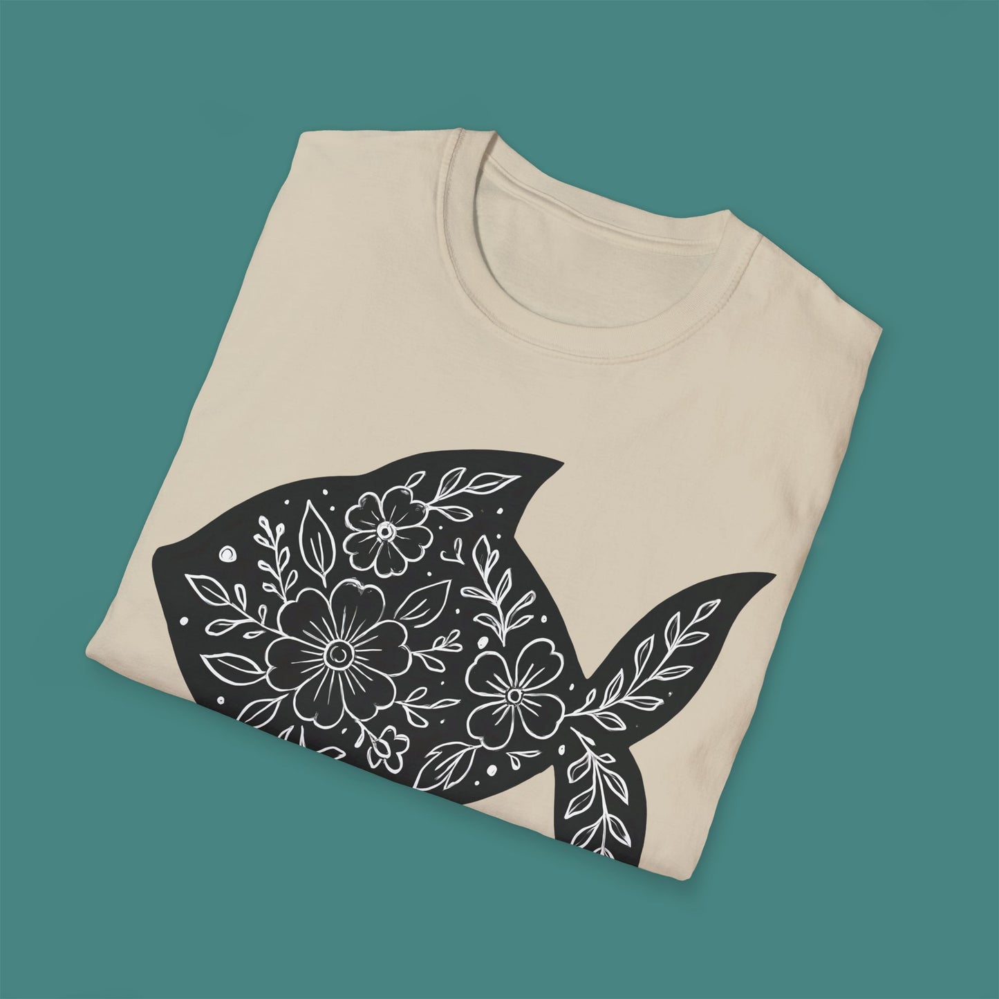 Floral Fish Silhouette Unisex T-Shirt