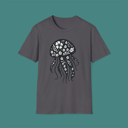 Floral Jellyfish Silhouette Unisex T-Shirt