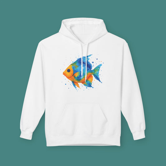 Watercolor Splash Fish Fleece Unisex Hoodie