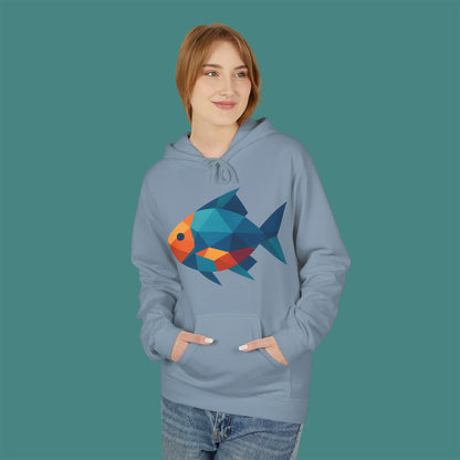 Geometric Polygon Fish Fleece Unisex Hoodie