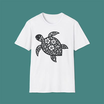 Floral Turtle Silhouette Unisex T-Shirt
