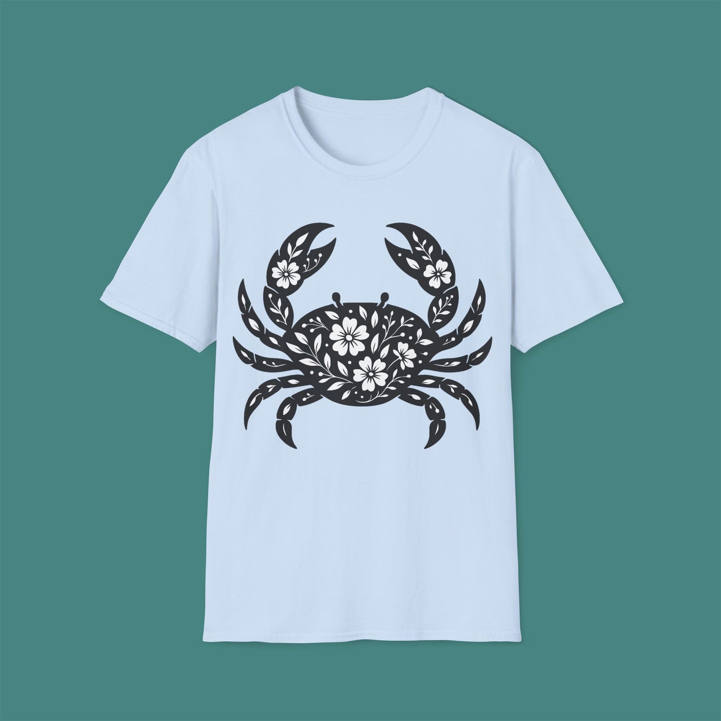 Floral Crab Silhouette Unisex T-Shirt